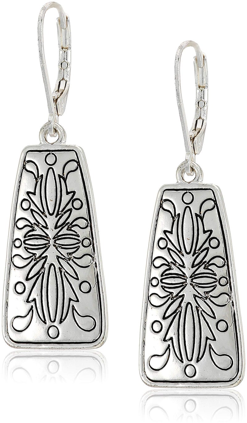 Napier Silver Square Drop Earrings, 0 - Image 1